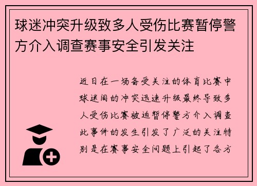 球迷冲突升级致多人受伤比赛暂停警方介入调查赛事安全引发关注 球迷冲突升级致多人受伤比赛暂停警方介入调查赛事安全引发关注